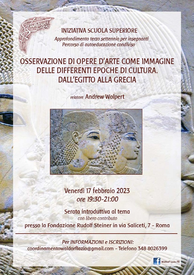 Osservazione di opere d'arte come immagine delle differenti epoche di cultura dall'Egitto alla Grecia